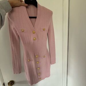 Balmain Pink Button-Down Dress
